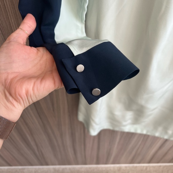 Club Monaco Long Sleeve Silk Colorblock Dress Women’s Size 4 - Picture 5 of 5